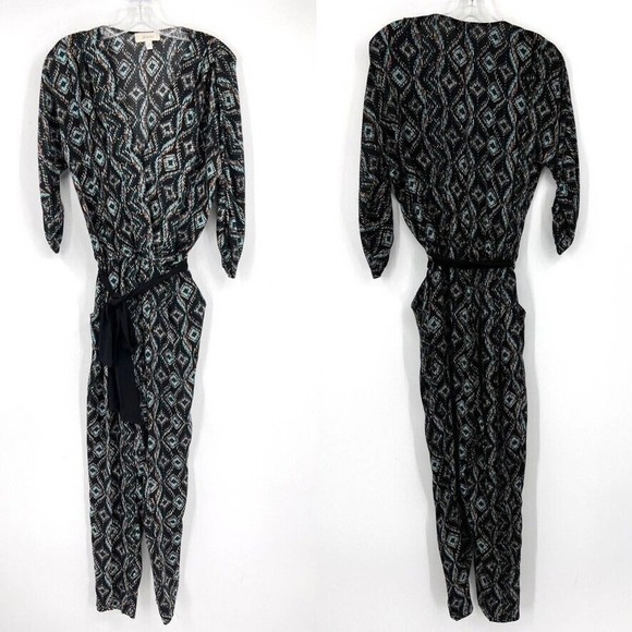 Anthropologie Elevenses Womens S Dacey Black Print Pantsuit One Piece Jumpsuit - Picture 1 of 8